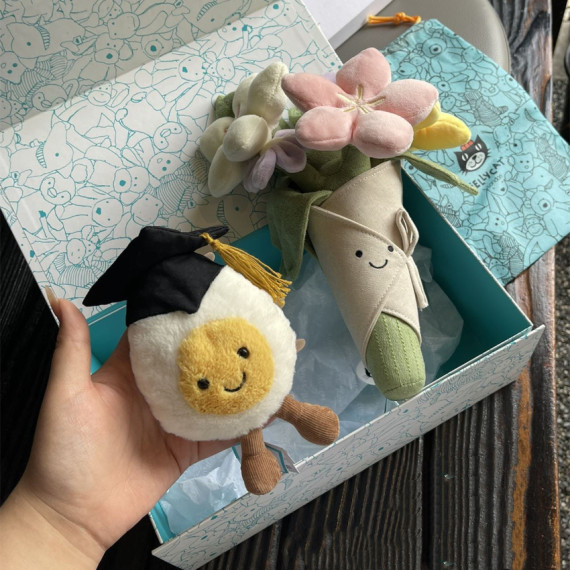 畢業季限定JELLYCAT LONDON 畢業公仔博士蛋+手捧花毛絨卡通公仔套裝