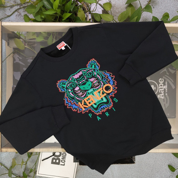 日本限定 KENZO立體刺繡經典虎頭LOGO衛衣